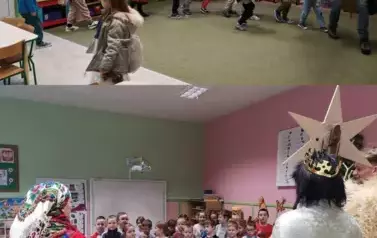 Dzieci z grupy V i spotkanie z kolędnikami