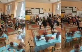 Dzieci z grupy VI biorą udział wzabawach ruchowych