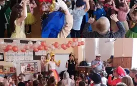Dzieci uczestniczą w zabawach ruchowych